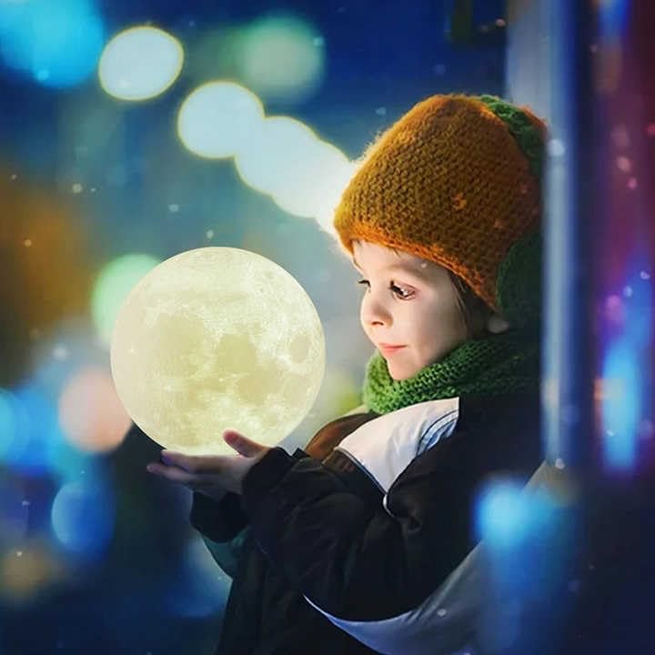 3D M,oon Lamp 7 Colour Changeable Sensor Moon Night Light Lamp