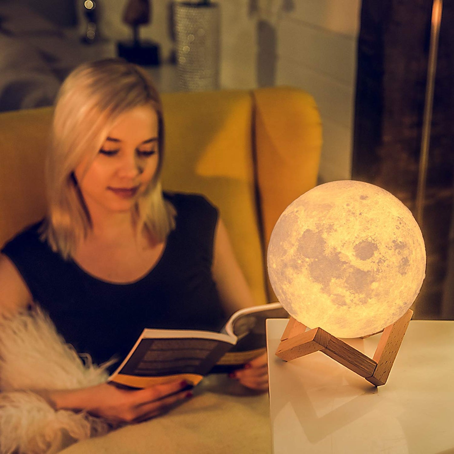 3D M,oon Lamp 7 Colour Changeable Sensor Moon Night Light Lamp